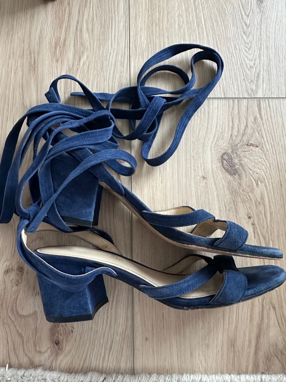 Ivanka Trump Women’s Navy Suede Lace-Up Block Heel Sandals